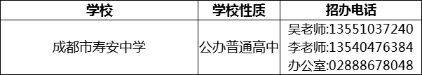 2024年成都市寿安中学招办电话是多少？