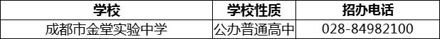 2024年成都市金堂实验中学招办电话是多少？