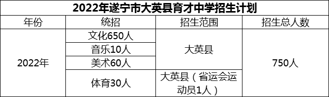 2024年遂宁市大英县育才中学招生计划是多少？