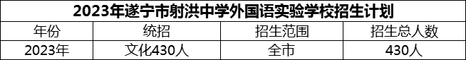 2024年遂宁市射洪中学外国语实验学校招生计划是多少？