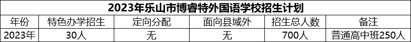 2024年乐山市博睿特外国语学校招生计划是多少？