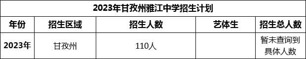 2024年甘孜州雅江中学招生计划是多少？