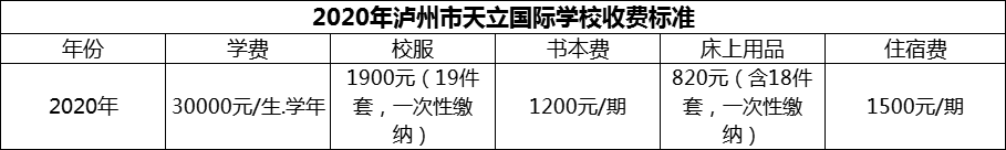 2024年泸州市天立国际学校学费多少钱？