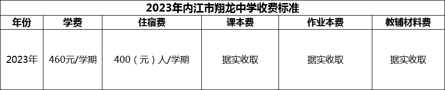 2024年内江市翔龙中学学费多少钱？