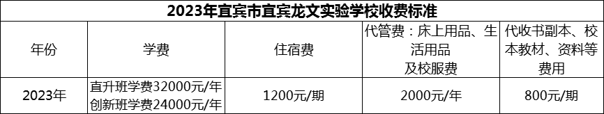 2024年宜宾市宜宾龙文实验学校学费多少钱？