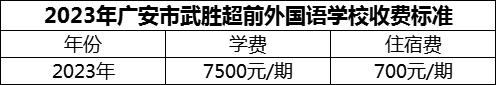 2024年广安市武胜超前外国语学校学费多少钱？