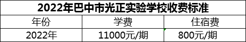 2024年巴中市光正实验学校学费多少钱？