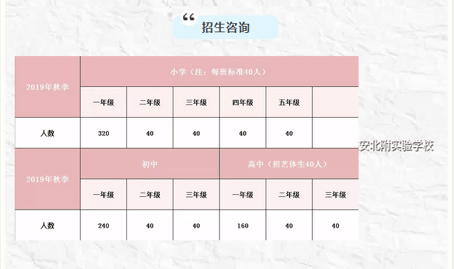 雅安北附实验学校2019年招生计划