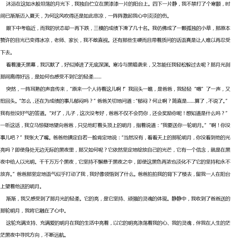 2009年中考满分作文：送你一轮明月