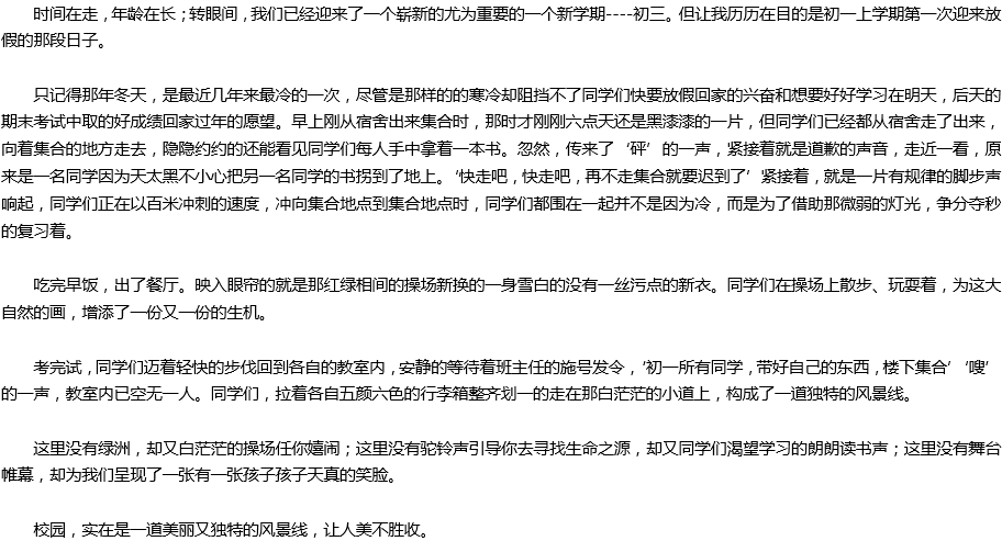 2020年中考满分作文800字参考范文：这边风景独好