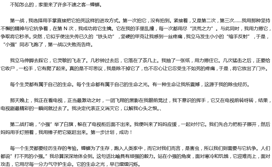 2020年中考满分作文800字参考范文：生命之光