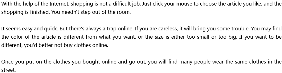 2020年中考英语满分作文预测范文：Doing Shopping Online