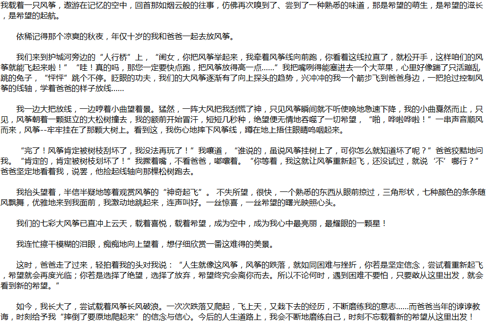 2020年中考满分作文说明文参考范文：美丽的往事