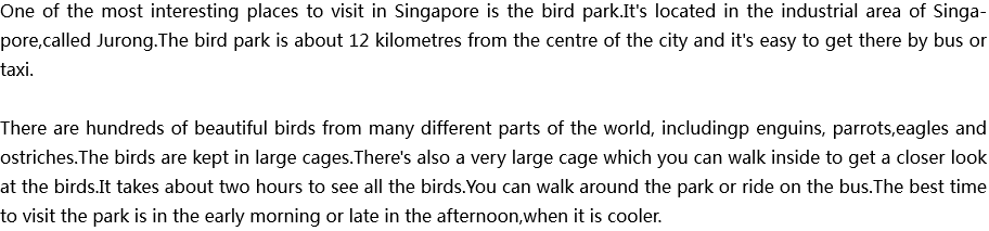 2020年中考英语满分作文参考范文：The bird park