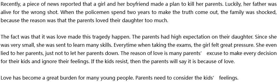 2020年中考英语满分作文参考范文：Because of Love