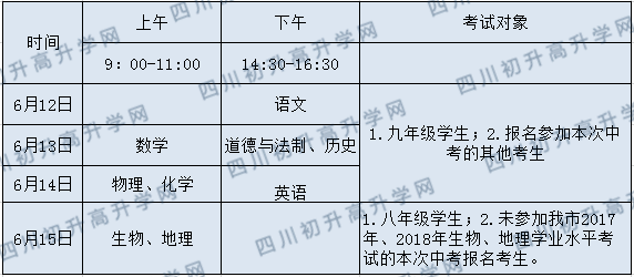 2020年广安中考时间是多久，会改变吗？