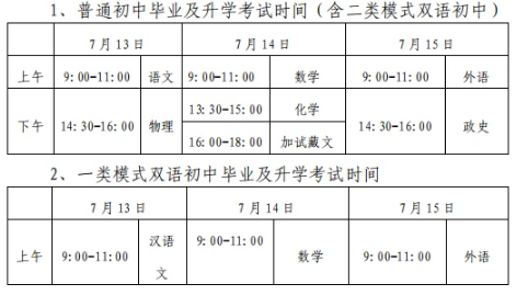 2021甘孜中考时间安排是怎么样的？