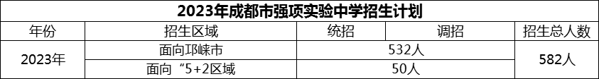 2024年成都市强项实验中学招生计划是多少？