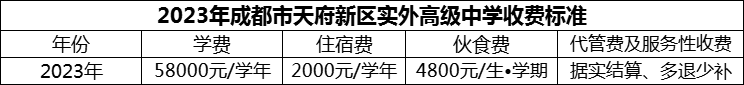 2024年成都市天府新区实外高级中学学费多少钱？