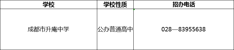 2024年成都市升庵中学招办电话是多少？