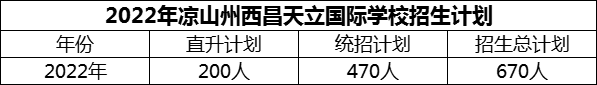 2024年凉山州西昌天立国际学校招生计划是多少？