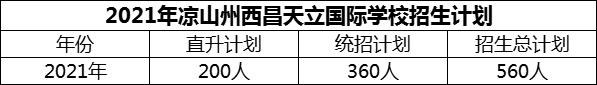 2024年凉山州西昌天立国际学校招生计划是多少？