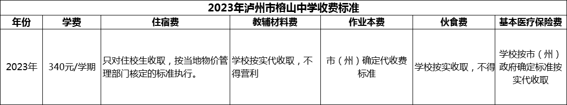 2024年泸州市榕山中学学费多少钱？