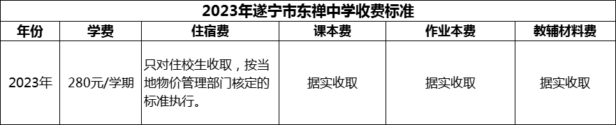 2024年遂宁市东禅中学学费多少钱？