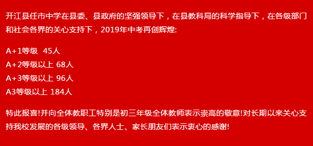任市中学2019年中考喜报（二）