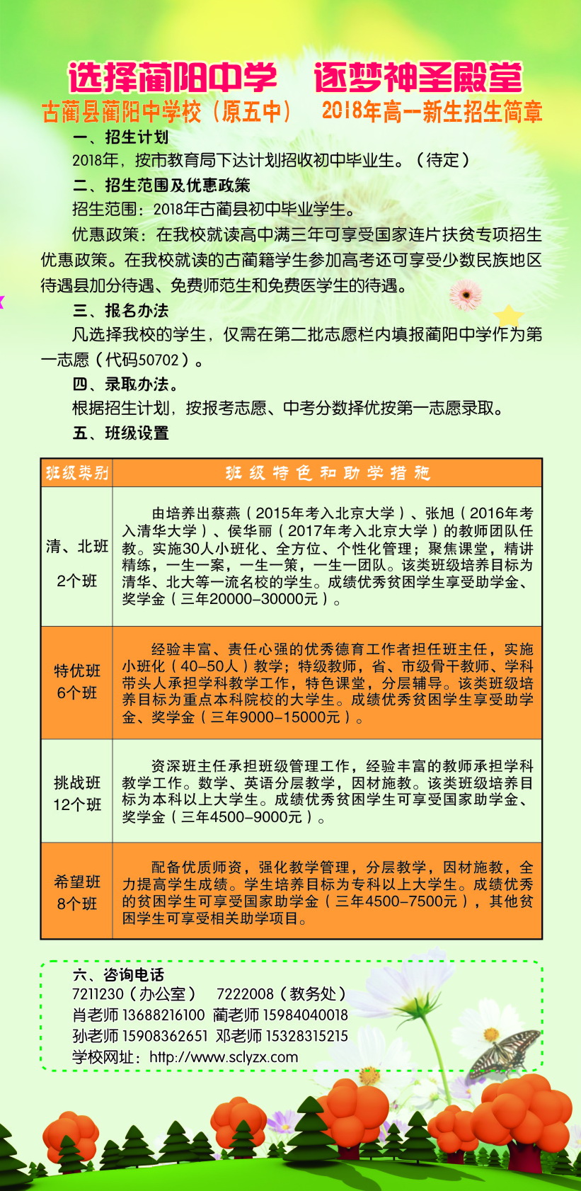 蔺阳中学2018年招生简章