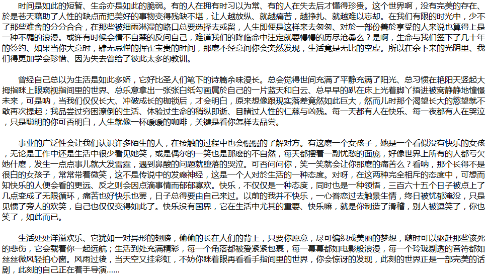 2020年中考满分作文说明文参考范文：导演生活
