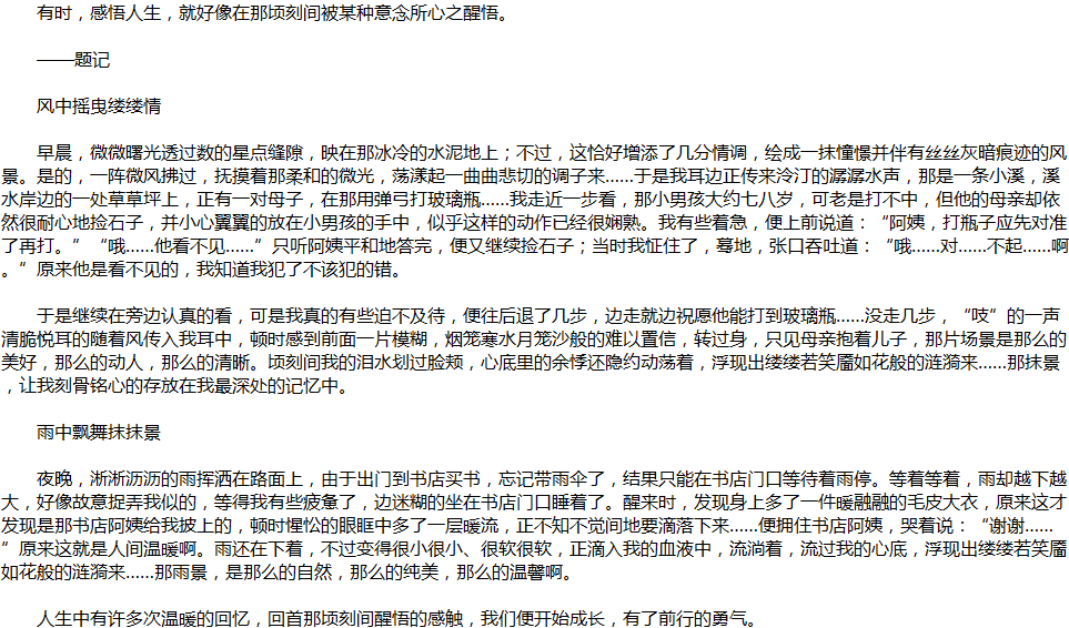 2020年中考满分作文说明文参考范文：那时，我泪流满面
