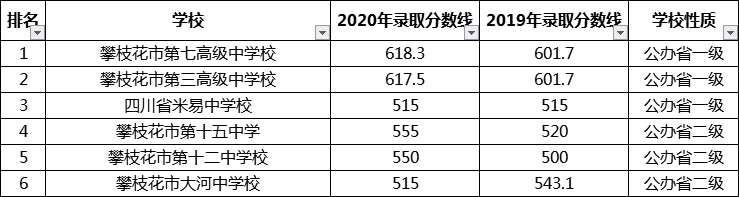 考生必看2021攀枝花重点高中排名